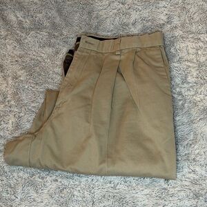 Haggar Men's Tan Pleated Chinos